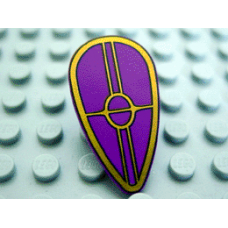 Part 2586ps1 Purple Minifig, Shield Ovoid with SW Gungan Patrol Shield Pattern 